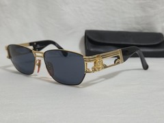 Rare Versace Old Classic Medusa Logo Sunglasses (Black) with Accessories