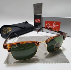 Ray-Ban RB3016 Clubmaster Sunglasses Tortoise Shell Frame Glass Green Lens 51 mm