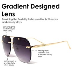 K&L’s Luxury & Co. Gold Metal Alloy Aviator Sunglasses K02122021 Gradient Rim…