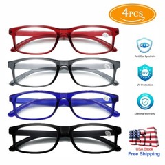 4 Pairs Solid color Anti-Blue Light Presbyopic Reading Glasses Full Frame