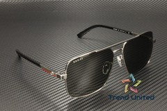 GUCCI GG1289S 001 Rectangular Metal Ruthenium Black Grey 62 mm Men’s Sunglasses