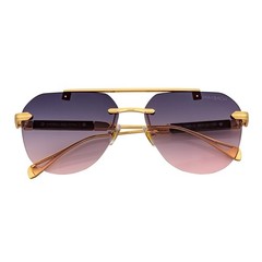Maybach Rimless Round Metal Aviator Sunglasses Gold Frame Purple-Pink Fade MH15