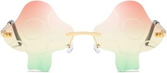 ENTHYI Mushroom Shape Sunglasses for Women Irregular Rimless Red/Yellow/Green
