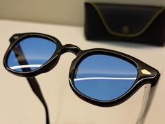 Moscot Lemtosh Black with Custom Made Tints Celebrity Blue Sunglasses 46mm