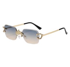 Luxury Men Diamond Rimless Celebrity Sunglasses Design Brand Fashion Style Italy