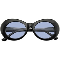 Shades Retro Round 1990’s Fashion Clout Goggle Oval Color Tint Black Sunglasses