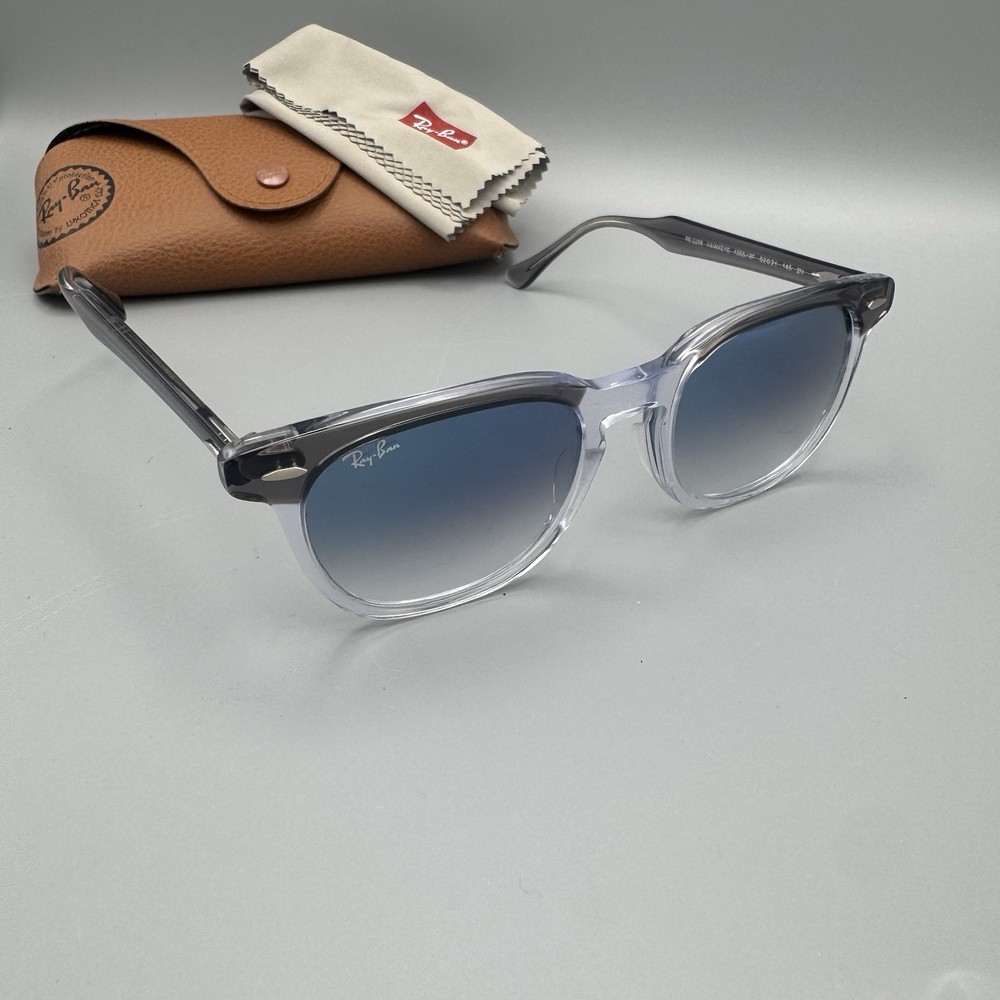 Ray-Ban Hawkeye Sunglasses RB 2298F 1355/3F Grey on Clear Blue Glass 54mm w/Case