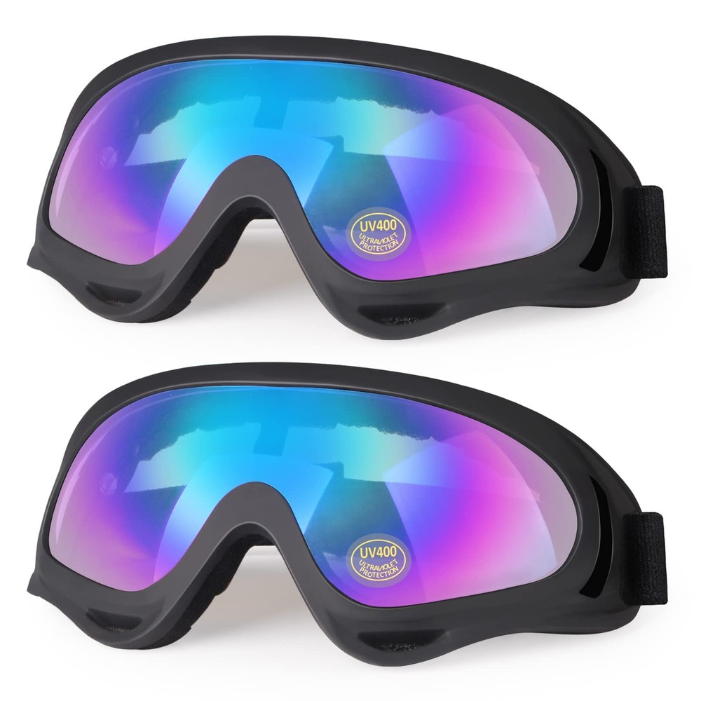 2 Pack UV400 ATV Goggles Dirt Bike Motorcycle Goggles Anti-Fog Dustproof Goggles