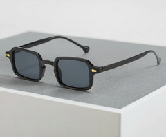 Vintage Black Square Sunglasses Men Retro Rectangular Frame Design Outfit Classy