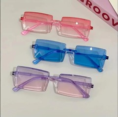 Rectangle Sunglasses Candy Color Plastic Frame UV400 Outdoor Unisex 6 Pcs