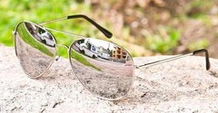 80s Mens Large ROCK STAR Aviator SILVER Frame Chrome Mirror Big Sunglasses 215 L