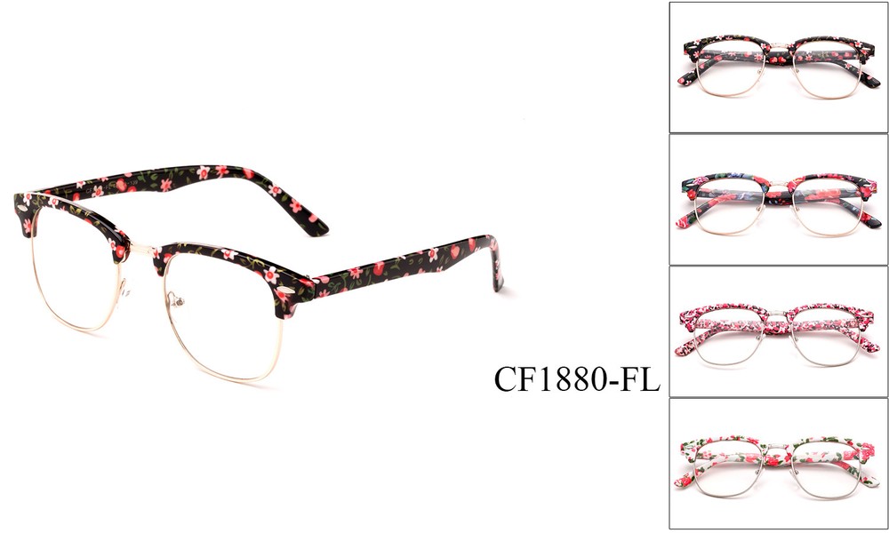 Clear Lens Glasses Retro Classic Women Girl Floral Desinger Fashion Eyewear