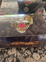 Ed Hardy EHS ZEKE Oversized Sunglasses Black Brown Gradient Lenses 62-13