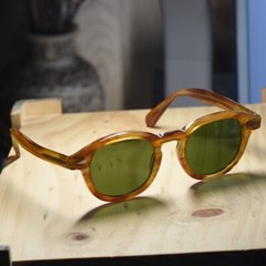 Vintage green sunglasses men’s Johnny Depp blonde glasses green glass lens Large