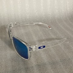 Oakley Men’s Holbrook Square Sunglasses Clear Plastic Frame Blue Lens Polarized