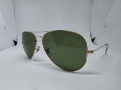 RAY-BAN RB 3025 001 62MM LARGE METAL AVIATOR SUNGLASSES GOLD GREEN AUTHENTIC NEW
