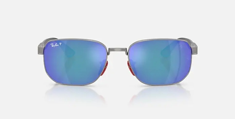 Ray Ban Ferrari Sunglasses RB8329M F0014L GUNMETAL/GREY BLUE MIRROR POLARIZED