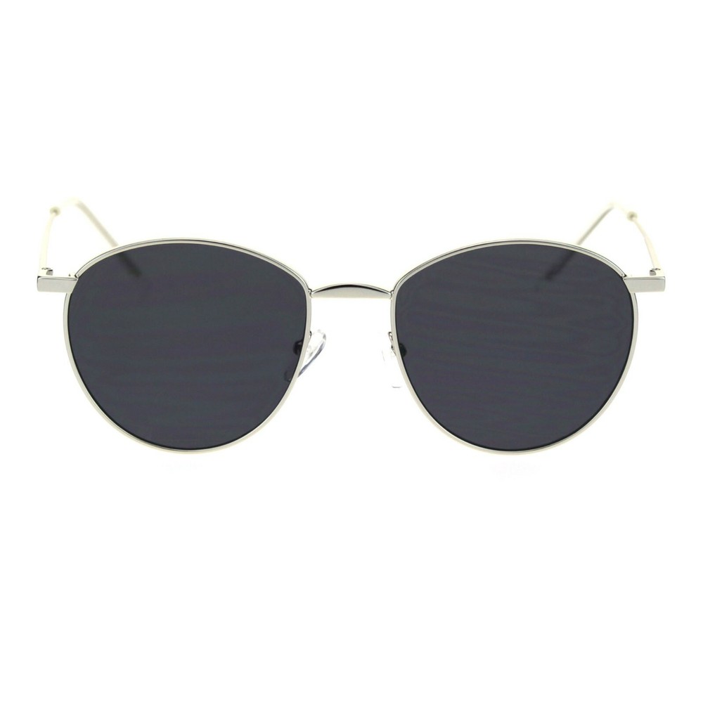 Round Oval Sunglasses Vintage Unisex Fashion Thin Metal Frame Flat Lens