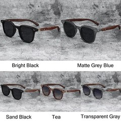 Retro Wood Grain Sunglasses UV Protection Square Frame Unisex Outdoor Eyewear