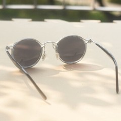 Men sunglasses round frame black polarized lens sunglasses round silver glasses