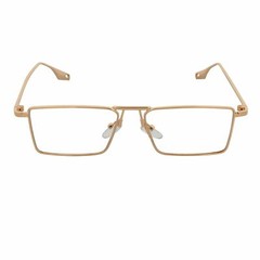 ZUIKO – Small Retro 90s Fashion Metal Rectangle Glasses Gold Clear Blue Light Le