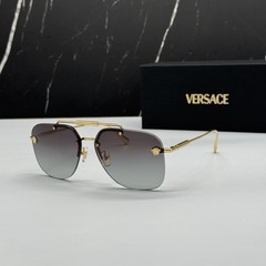 Versace VE2296 1002/84 Pilot Gray Gold Unisex Sunglasses Authentic NEW