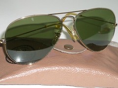 EARLY 1970’s 58[]16mm VINTAGE B&L RAY-BAN GEP RB3 TRU-GREEN AVIATOR SUNGLASSES