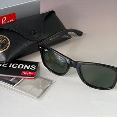 New In Box – Ray-Ban Wayfarer RB2140 Black Frame Green Lens Sunglasses