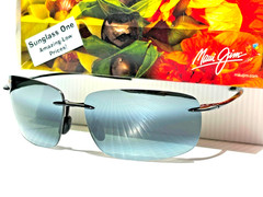 UK Maui Jim BREAKWALL Gloss Black POLARIZED Neutral Grey Lens Sunglass 422-02