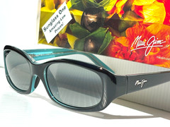 NEW Maui Jim PUNCHBOWL Black & Blue POLARIZED Neutral Grey GLASS Sunglass 219-03