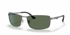 Ray-Ban Sunglasses RB 3498 004/71 Gunmetal Dark Silver Green Tinted 64mm w/case