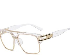Men Sunglasses Fashion Square Gold Clear Lens Retro Hip Hop Rapper Style Shades