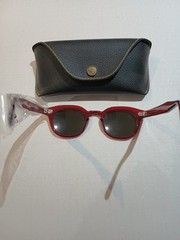 MOSCOT Lemtosh Ruby Red Frame Clear Lens Sunglasses Handmade Unisex