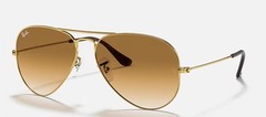 Ray-Ban Aviator Sunglasses RB 3025 001/51 Shiny Gold Brown Gradient 58mm w/case