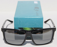 MAUI JIM Mamalu Bay POLARIZED Sunglasses 610-02 Gloss Black/Neutral Grey NEW