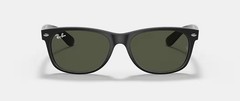 Ray-Ban New Wayfarer RB2132 Sunglasses – Rubber Black/G-15 Green 55mm