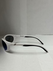 Bimini Bay White Plastic Wrap Solid Pattern Blue Plastic Lens Sunglasses Men