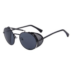 Steampunk Round Sunglasses Vintage Retro Metal Frame Side Shield Circle Glasses