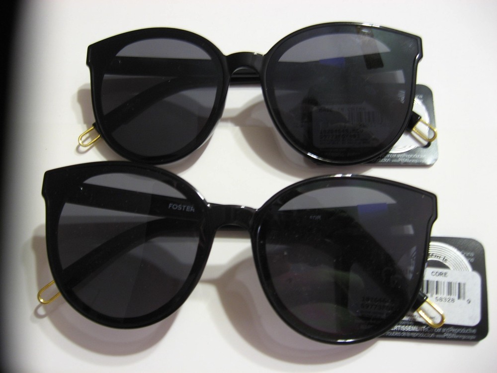 2X Foster Grant Sunglasses Black Fames New w/ Tags 100% UVA UVB Protect
