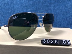 RAY-BAN RB3026 Aviator Sunglasses Silver Frame 62mm Dark Green Lens 140MM