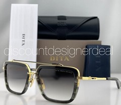 Dita Mach Seven Square Sunglasses DTS135-56-03 Gray Swirl Gold Gray 56mm NEW