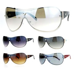 Designer Fashion Oversize Shield Rimless Warp Sunglasses