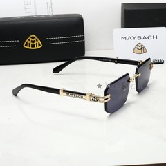 MAYBAC* Rimless Square Sunglasses Blue Gold Gradient Luxury Unisex +Case