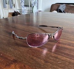 Oakley Crosshair S Gold Thin Gunmetal Sunglasses Pink Lenses EUC Y2K Style USA