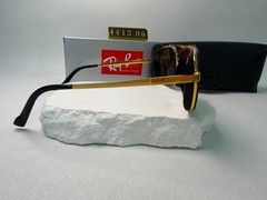 Ray-Ban RB4413 Navigator Sunglasses, Black & Gold Frame, Green G-15 Lens