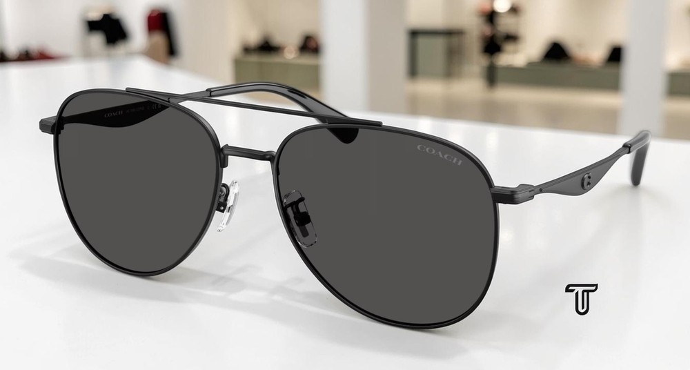 COACH HC7190 943887 Cdp40 Satin Black Grey Solid 58 mm Men’s Sunglasses