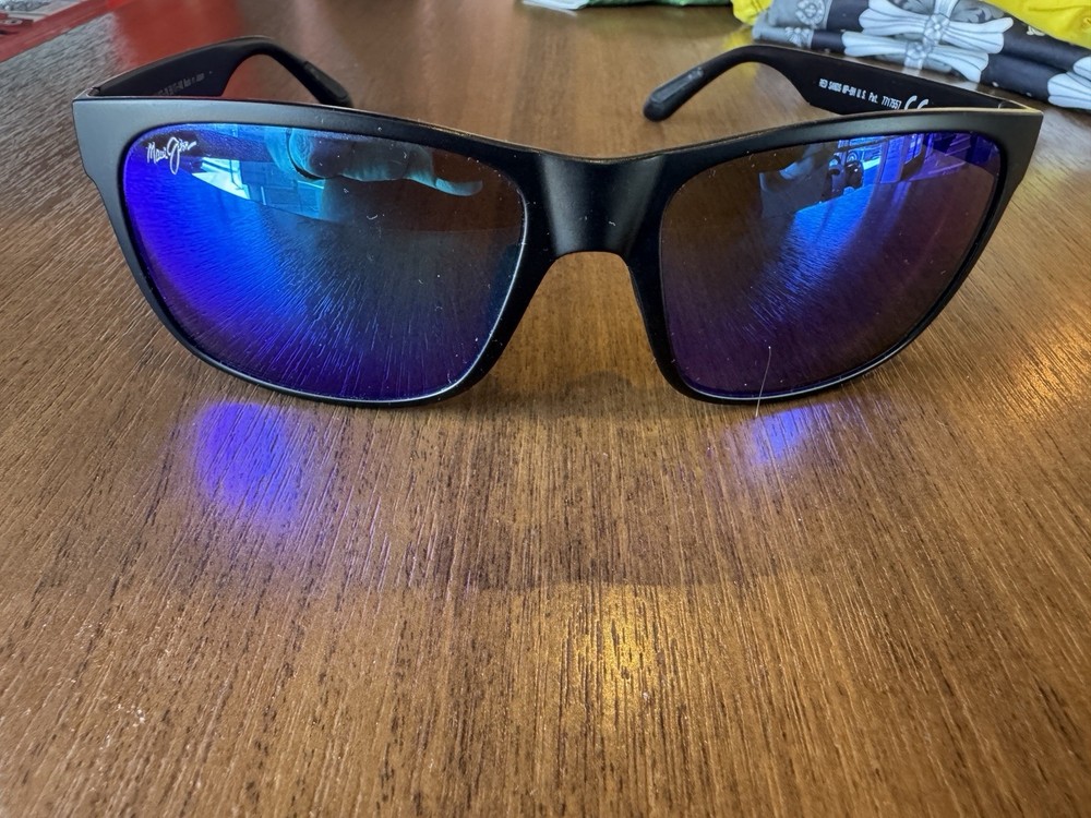 Maui Jim Red Sands MJ432-2M Sunglasses Matte Black/Blue 59 17 140 #991