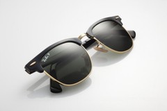 New RAY-BAN Clubmaster Aluminum Black Gold Polarized Sunglasses RB 3507 136/N5