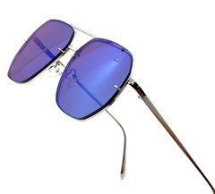 Pilot Sunglasses Men Trendy Classic Shades Square Black Lens Metal Frame Trendy