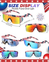 3 Pairs 4th of July 80s 90s Retro Semi Rimless Sunglasses American USA Flag Sung